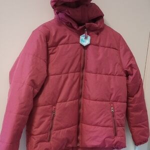 Kids Red Puffer Jacket Whale Tail